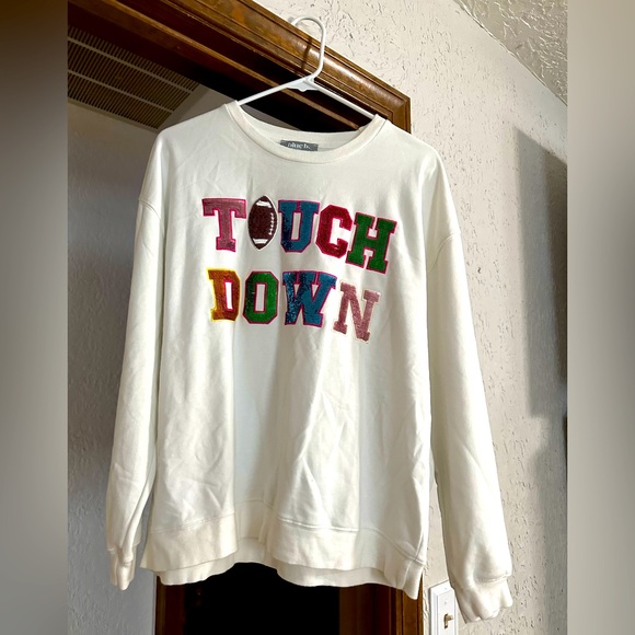 Women's White Touchdown Sweatshirt - Picture 1 of 3